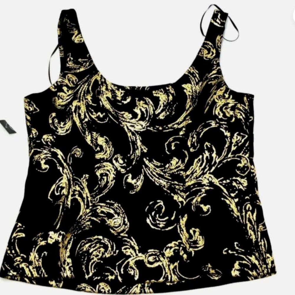 ALEX EVENINGS Elegant Black and Gold Women's Top